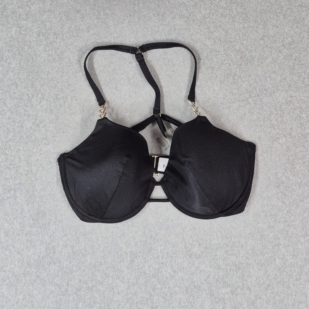 Victoria's Secret Women Swimwear 36DDD Black Padded Bikini Top Underwired Strap
